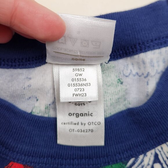 Hanna Andersson Christmas Twinkly Trees on Navy Long Sleeve Pajama Shirt sz 12 - Picture 7 of 7